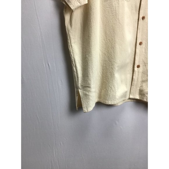 80s -Mexico Lindo- Men's Cream Colored, 100% Cotton Shirt, size XXL - Picture 3 of 7